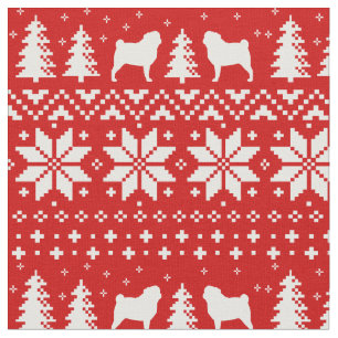 Mops-Silhouette-Weihnachtsstrickjacke-Art-Muster Stoff