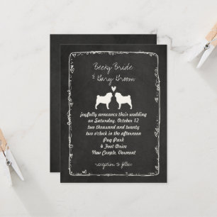 Mops-Silhouetten-Hochzeitsankündigung für Hundelie Einladung