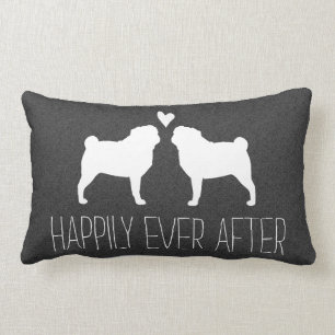 Mops-Silhouetten mit glücklicher Paar-Gewohnheit Lendenkissen