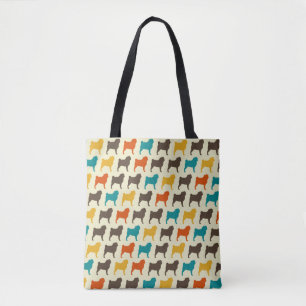 Mops-Silhouetten   Retro Colors Dog Breed Pattern