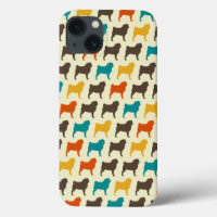 Mops-Silhouetten | Retro Colors Dog Breed Pattern