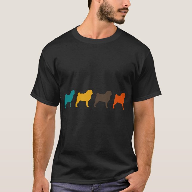 Mops-Silhouetten T-Shirt (Vorderseite)