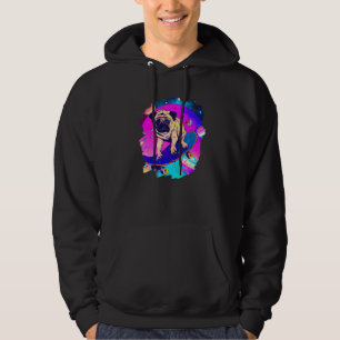 Mops Skateboarding im Weltraum Retro Vintage Ska Hoodie