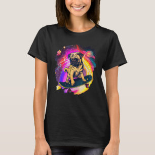 Mops Skateboarding im Weltraum Retro Vintage Ska T-Shirt