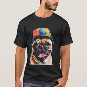 Mops Snapback Cap Dog Farbenfroh Funny Animal Art T-Shirt