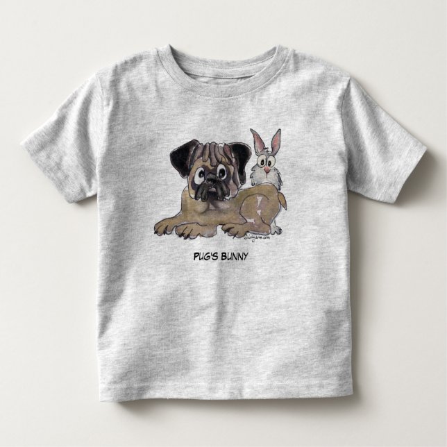 Mops sonniger Niedlicher Cartoon Dog Kleinkind T-shirt (Vorderseite)