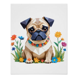 Mops spielerisch Adorable Fun Animal Colorful Geom Poster