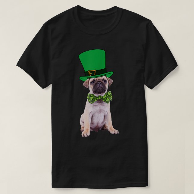 Mops St Patrick's Day Hunde Kostüm Grüner Kobold T-Shirt (Design vorne)