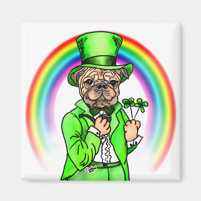 Mops St Patrick's Day Magnet (Vorne)