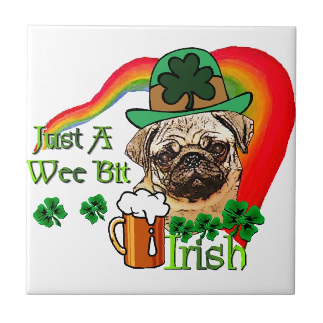 Mops St Patricks Fliese (Vorderseite)
