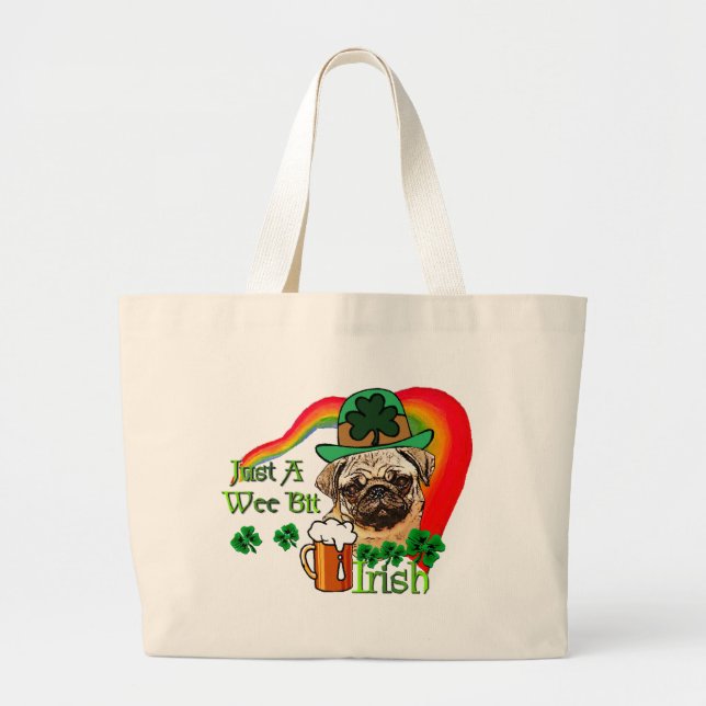 Mops St Patricks Jumbo Stoffbeutel (Vorne)