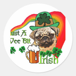 Mops St Patricks Runder Aufkleber