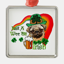 Mops St Patricks Silbernes Ornament