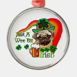 Mops St Patricks Silbernes Ornament