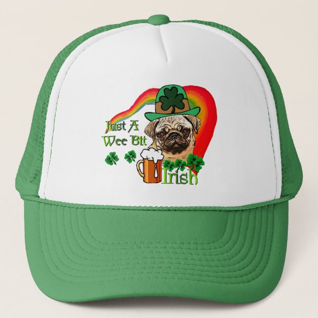 Mops St Patricks Truckerkappe (Vorderseite)