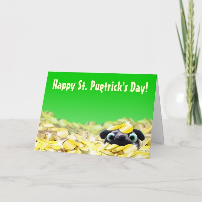 Mops St. Pugtrick's Day Card Karte (Vorderseite)