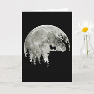 Mops steht auf dem Mond, ein heißer Halloween Karte