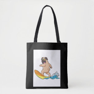 Mops Surfbrett Mops mit Brille tragen