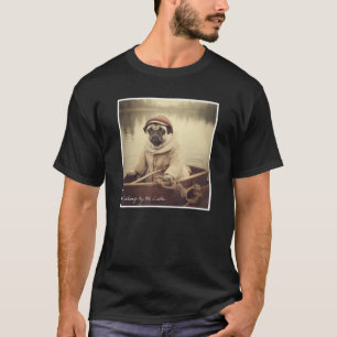Mops Süßer Matrose Humor Beim Angeln Auf Dem Boot T-Shirt
