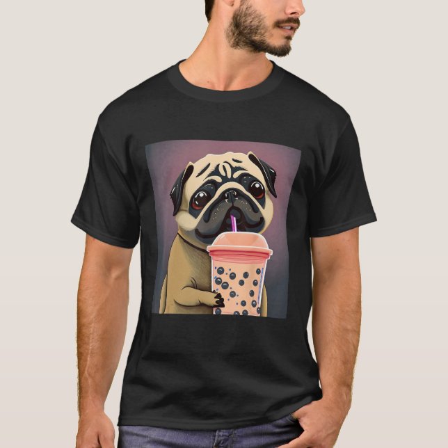 Mops T-Shirts Mops Hund mit Boba Hund (Vorderseite)