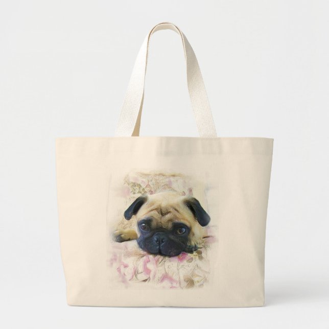 Mops-Taschen-Tasche Jumbo Stoffbeutel (Vorne)