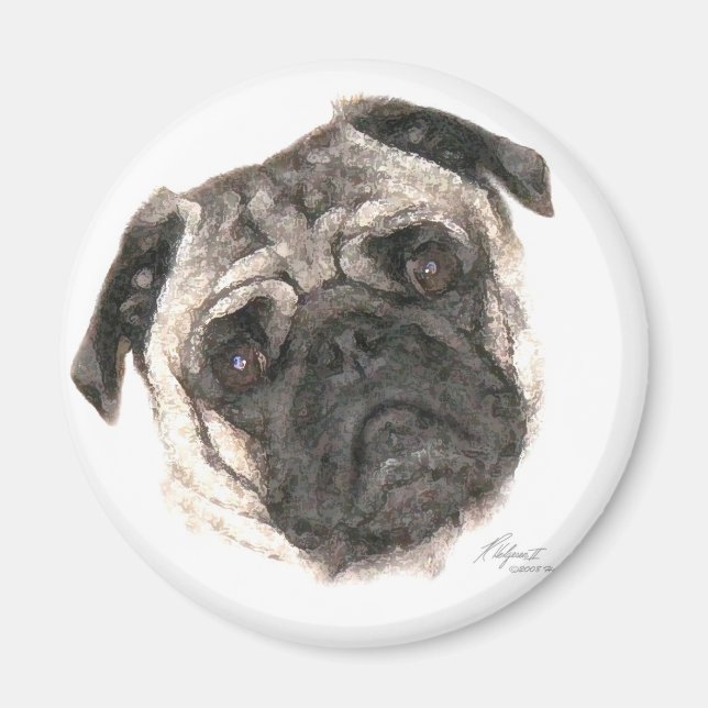 Mops Tasse Magnet (Vorne)