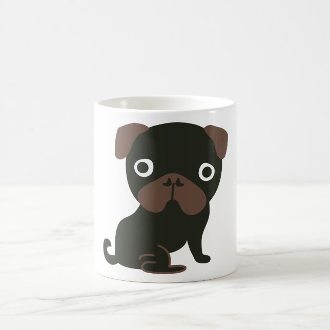 Mops-Tassen-Schwarzes Kaffeetasse (Mittel)