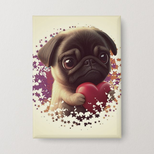 Mops, Tier, Natur Button (Vorderseite)