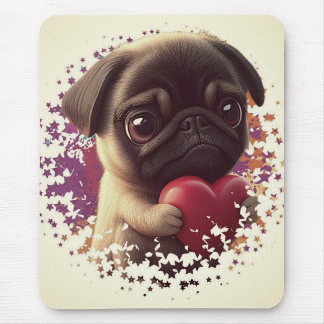 Mops, Tier, Natur Mousepad (Vorne)