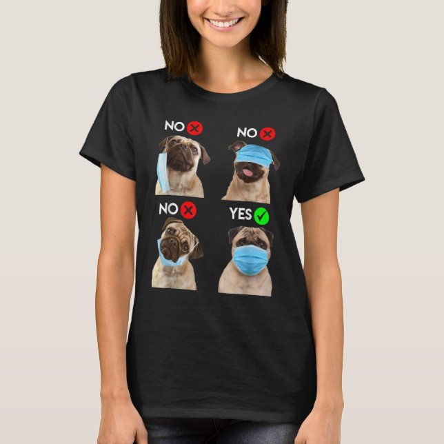 Mops tragen Gesichtsmaske rechte soziale Distanz H T-Shirt (Vorderseite)