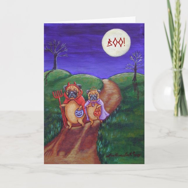 Mops Trick oder Gruß Karte (Vorderseite)