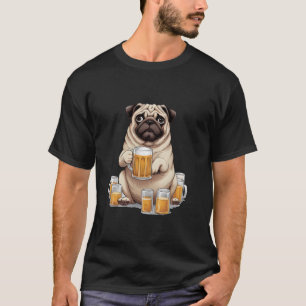 Mops trinken Bierbraun trinken Hund Lover T T-Shirt