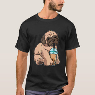 Mops trinkt Bubble Tea Süße Tiere mit Boba-Tee T-Shirt