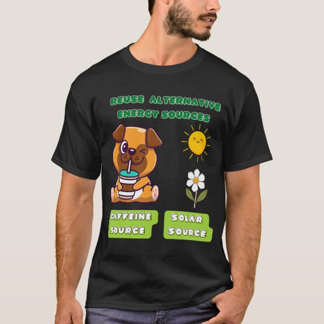 Mops trinkt Kaffee T-Shirt (Vorderseite)
