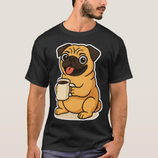 Mops trinkt Kaffee T-Shirt