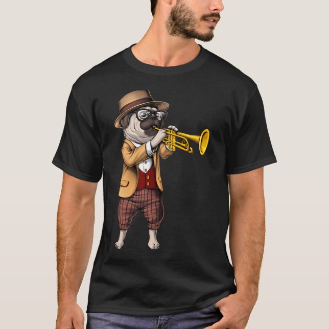 Mops Trompeter T-Shirt (Vorderseite)