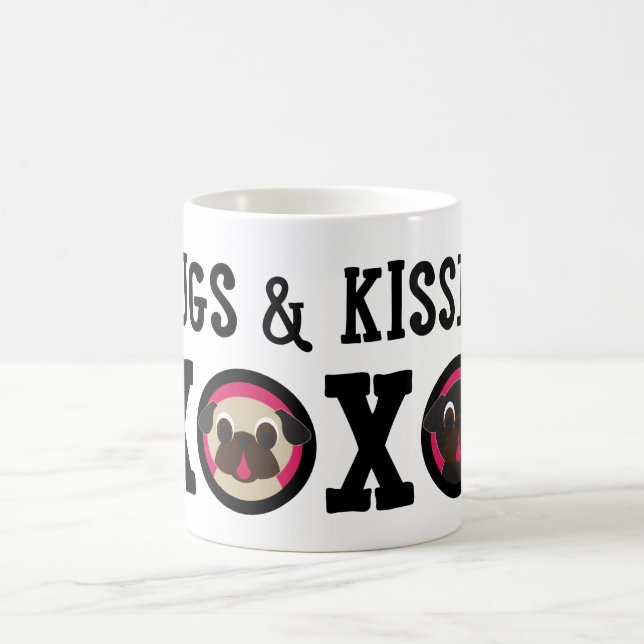 Mops-u. der Kuss-XOXO Kitz-Schwarz-Mops-Tasse Kaffeetasse (Mittel)