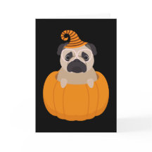 Mops-u. Kürbis-Halloween-Karte