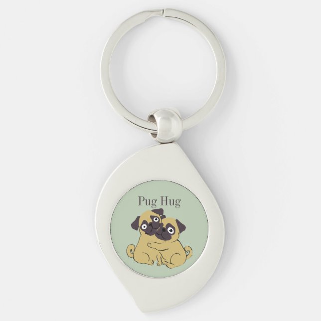 Mops umarmung  schlüsselanhänger (Vorderseite)