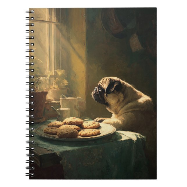 Mops- und Cookies-Notebook Notizblock (Vorderseite)