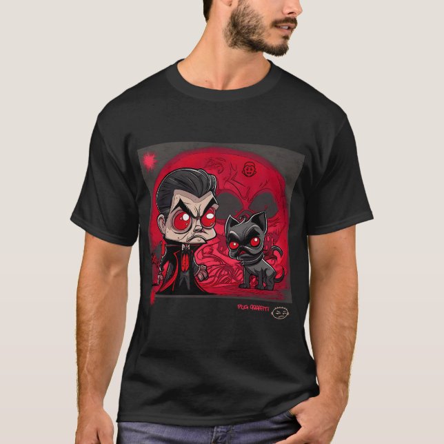 Mops und Dracula Graffiti-Kunst 8 T-Shirt (Vorderseite)