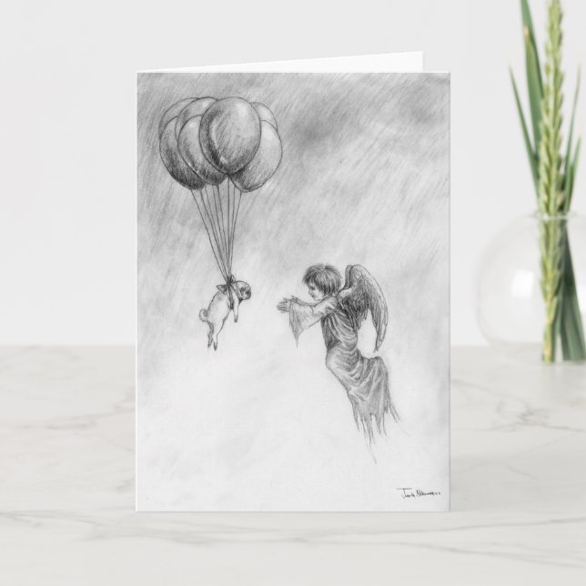 Mops und Engel Karte (Vorderseite)