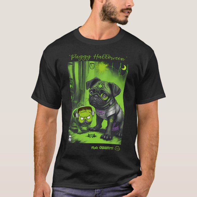 Mops und Frankenstein Graffiti-Kunst 11 T-Shirt (Vorderseite)
