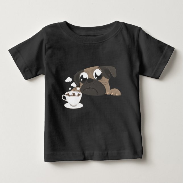 Mops und Kaffee Baby T-shirt (Vorderseite)