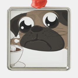 Mops und Kaffee Ornament Aus Metall