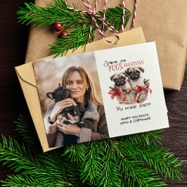 MOPS UND KISESS HUND THEMA CHRISTMAS SINGLE FOTO FEIERTAGSKARTE