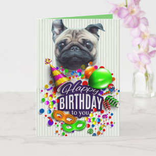 Mops und Kisses Birthday Karte
