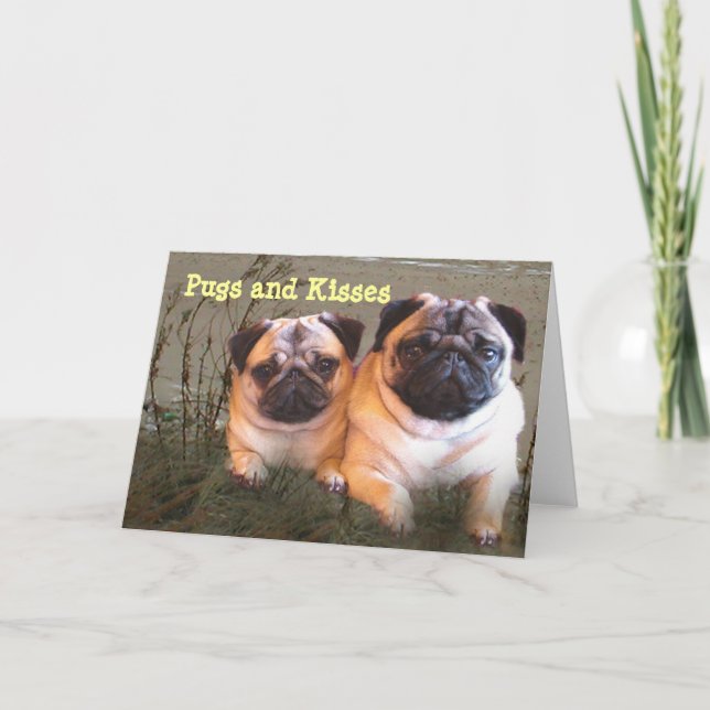 Mops und Kisses Card Karte (Vorderseite)