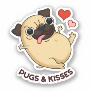 Mops und Kisses Funny Dog Puff Aufkleber