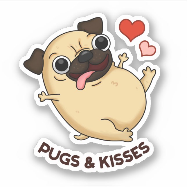 Mops und Kisses Funny Dog Puff Aufkleber (Vorderseite)